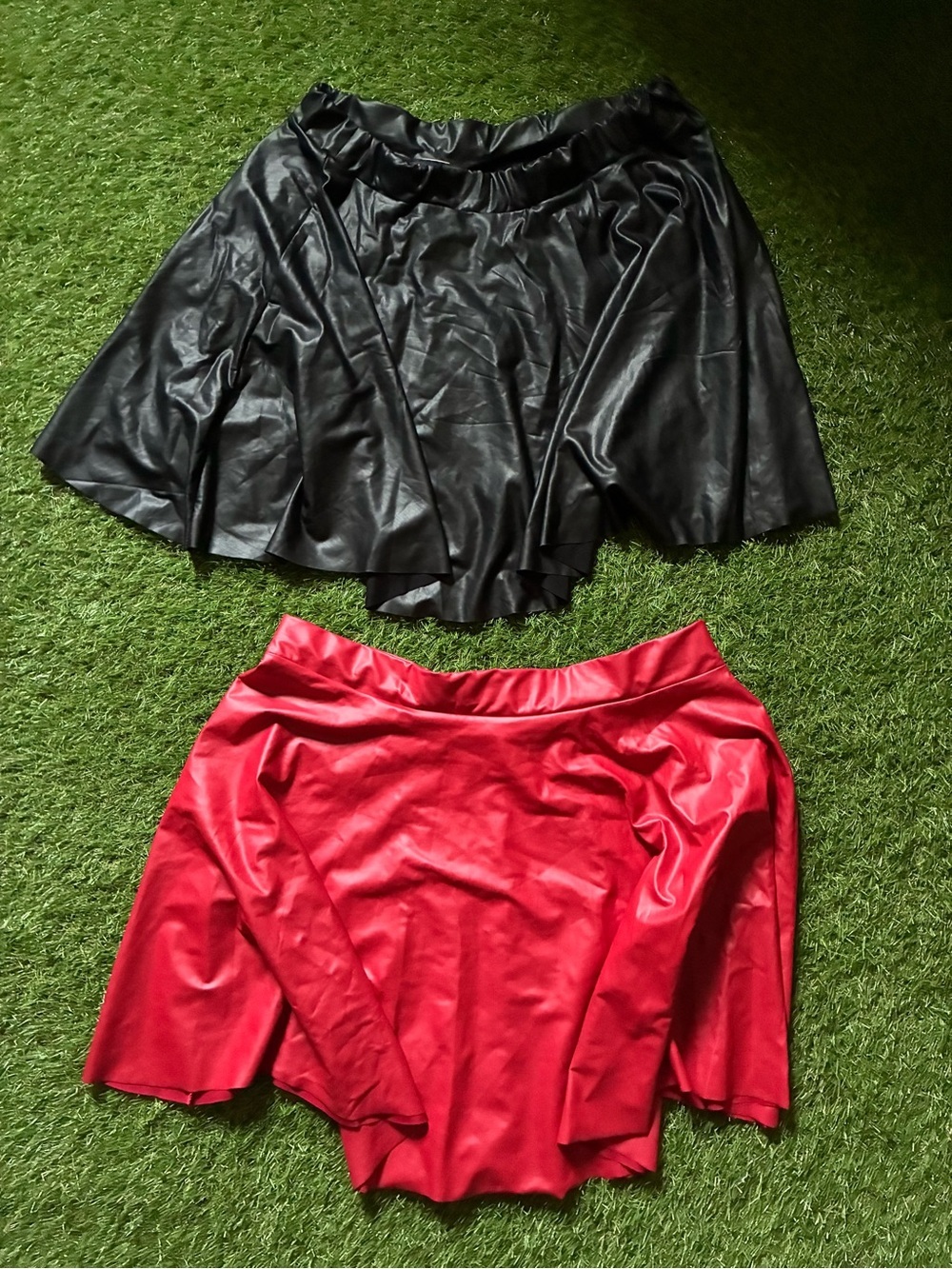 Women’s Faux Leather Skirt - Black and Red